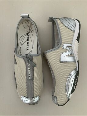 Merrell Barrado Zip Up Beige Silver Shoe Woman Size 9.5 M